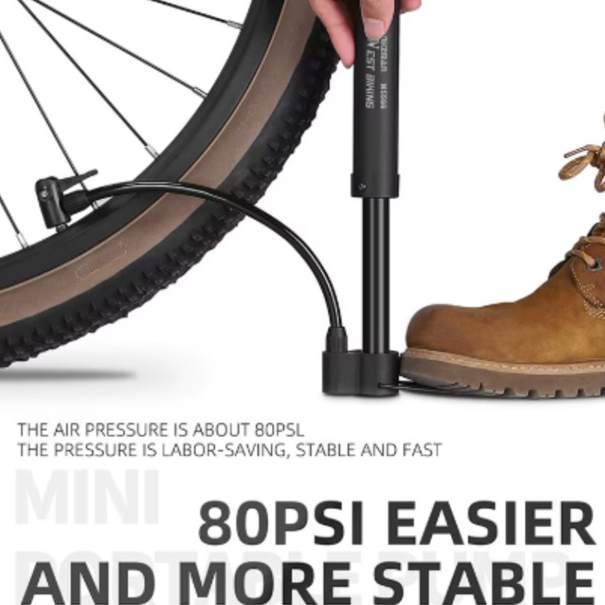 WEST BIKING-bomba de bicicleta de montaña, bomba de aire Manual de 80 PSI, inflador de neumáticos de globo, válvula Schrader, bomba de suelo, accesorios de ciclismo