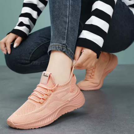 Zapatillas de correr ligeras para mujer, zapatillas de tenis transpirables para exteriores, con cordones, cómodas zapatillas para caminar Calzado deportivo casual de malla, calzado