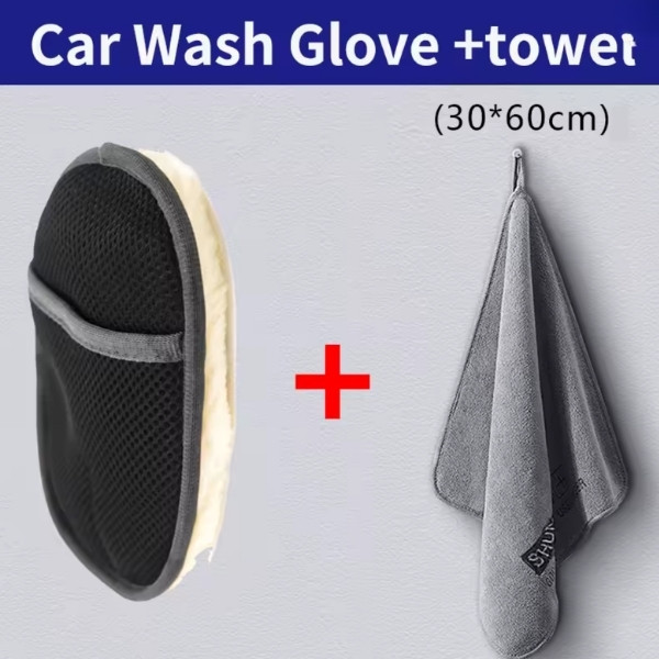 Guantes suaves de lana para lavado de coche, cepillo de limpieza de felpa