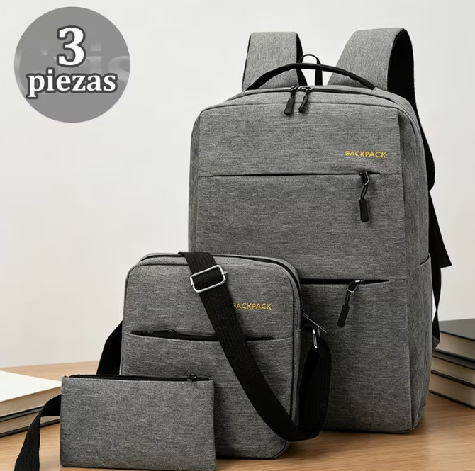 Juego de 3 piezas, mochila de viaje de gran capacidad para portátil de 15.6 pulgadas, resistente, impermeable y duradera, con un compartimento protector para el portátil, unisex, b