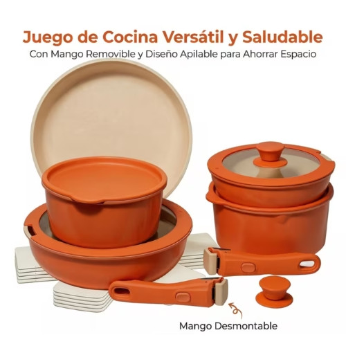 Juego de batería de 11 piezas de utensilios de cocina antiadherentes con batería