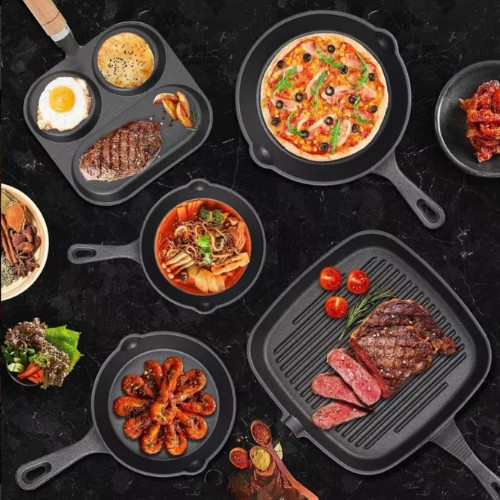 Juego de sartenes antiadherentes de hierro fundido 5 PZ CON 3 UTENSILIOS DE COCINA GRATIS D
