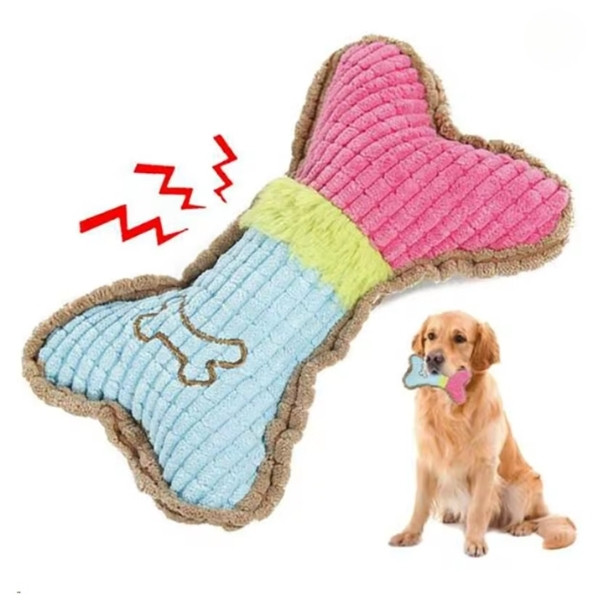 Juguete para masticar para perros de peluche con huesos para cachorros de razas pequeñas y medianas