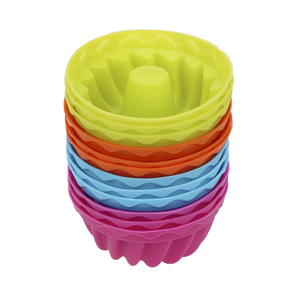 Molde de silicona para pudín, magdalenas, muffins, Donut, molde antiadherente para hornear gelatina, 12 unids/set con forma de hilo