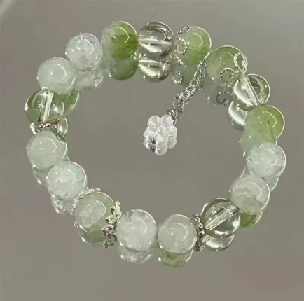Nueva pulsera de cristal con cuentas simples para mujeres y niñas, pulseras coreanas con borlas de plumas de zorro y flores, regalos de joyería de amistad 2024