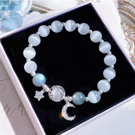 Nueva pulsera de cristal con cuentas simples para mujeres y niñas, pulseras coreanas con borlas de plumas de zorro y flores, regalos de joyería para mejores amigos