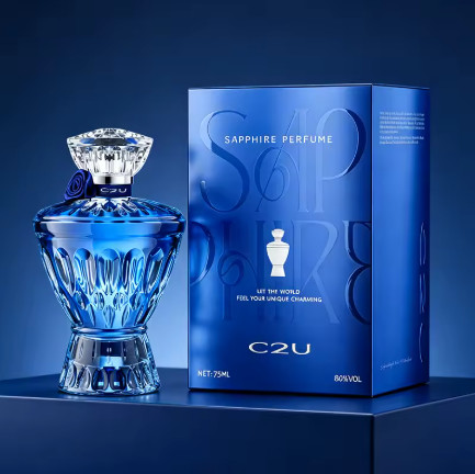 Perfume C2U Sapphire, perfume para hombre. Fragancia amaderada de 75 ml, aroma duradero, perfume original de marca para hombre, fragancia azul