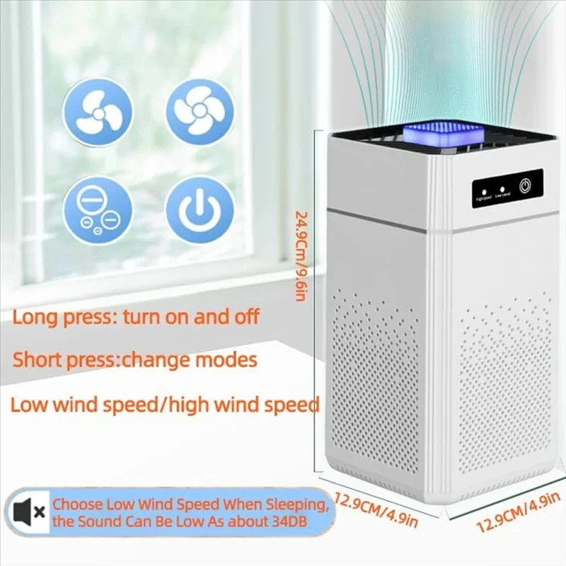 Purificador de aire HOMEFISH, purificador de aire portátil USB con filtro de olores y humo para aromaterapia, con filtro reemplazable para el hogar, coche y cocina