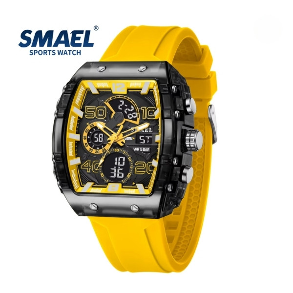 Reloj electrónico SMAEL 8109 de doble pantalla con luz nocturna LED, ideal para el ocio y el estudio, multifuncional, deportivo y resistente al agua hasta 50 m