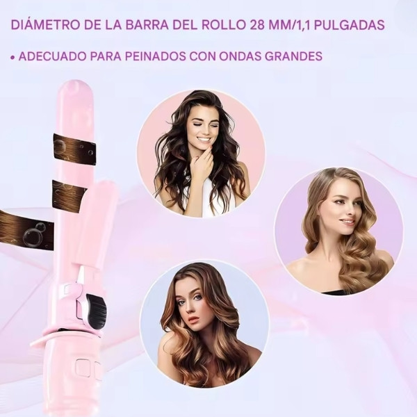 Rizador de pelo giratorio 10, barril de cerámica de 28mm, rizador completamente automático para ondas grandes y peinado duradero