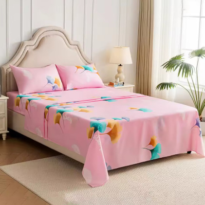 Sábanas Algodón King/Queen 4 Piezas Con Forro, Fundas y Sábana, Cama De Lujo En Una Bolsa Para Todas Las Estaciones Para Dormitorio.