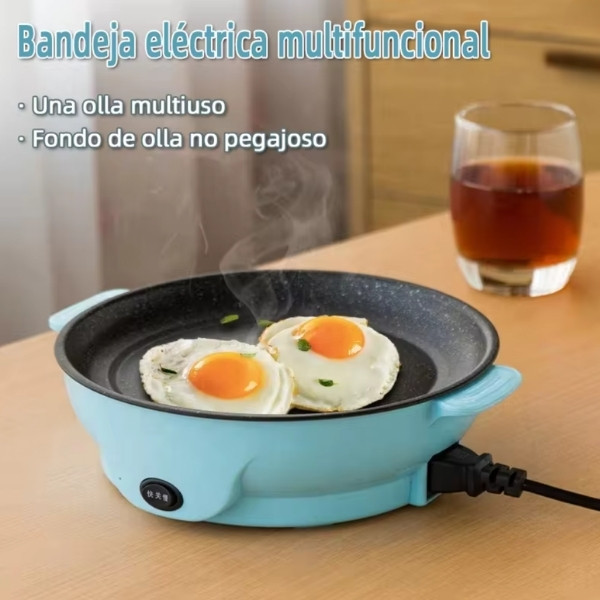 Sartén eléctrico de asado mini, ideal para dormitorios estudiantiles multifuncional antiadherente
