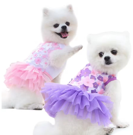 Vestido floral para perros para razas pequeñas: poliéster tejido, estilo jersey, ropa transpirable para mascotas para perros y gatos, perfecto para juguetes y M