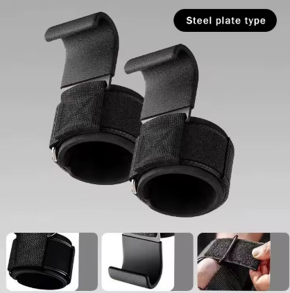 1 par de empuñaduras de gancho para levantamiento de pesas con muñequeras, barra de mano, correa para muñeca, gancho para gimnasio, Fitness, correa de peso, dominadas, guantes de l