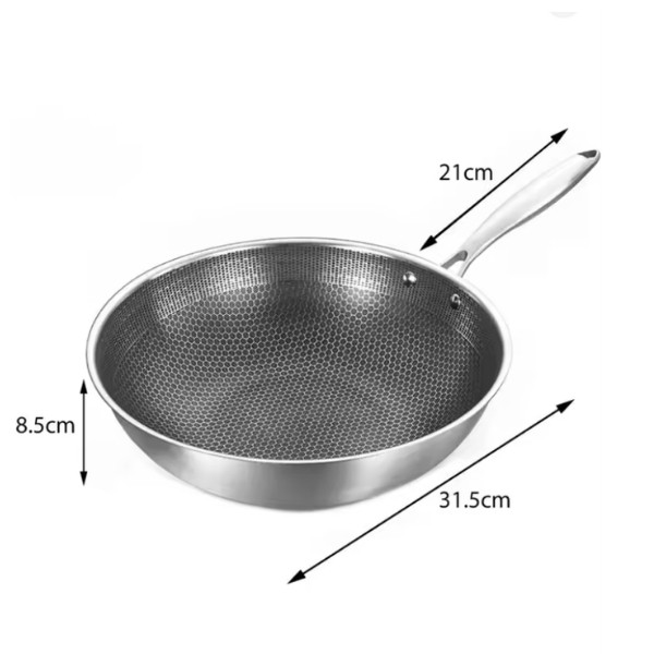 Sarten Wok Antiadherente de Acero Inoxidable Inducción 32cm