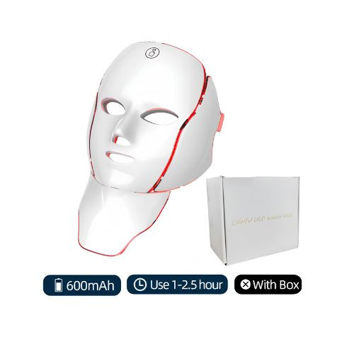 Mascarilla de belleza para cara y cuello, mascarilla LED con luz de 7 colores, luz roja de fotones, cuidado de la piel Facial, reparación de la piel, antienvejecimiento, arrugas, e