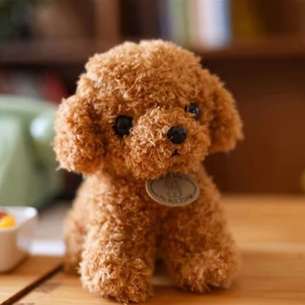 Perro de peluche bonito de 20CM, muñeco de perro rizado con etiqueta colgante, perro de simulación para enviar regalo de cumpleaños para niños