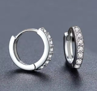 Pendientes de circonita brillante de Plata de Ley 925 para mujer, pendientes de aro circulares simples Vintage, regalos de joyería de fiesta de diseñador