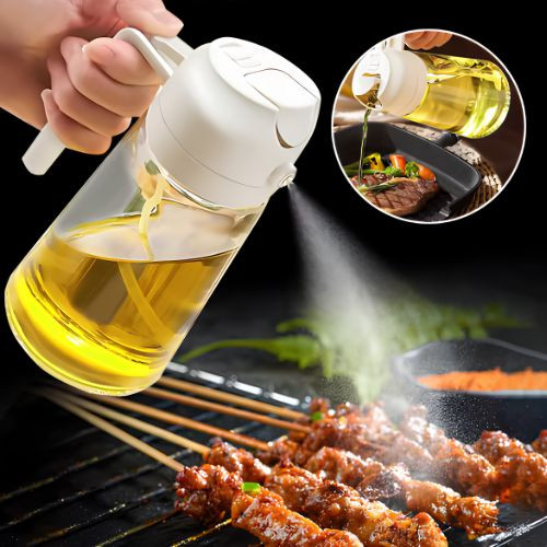 Botella pulverizadora de aceite en aerosol de plástico 2 en 1, 500ml