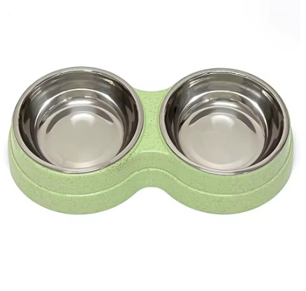 1 tazón doble de acero inoxidable para perros y gatos, base antideslizante, perfecto para alimentos y agua, fácil de limpiar