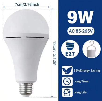 Bombilla LED recargable para exteriores, luz de emergencia impermeable, luz nocturna colgante portátil, ajustable, para acampar, pescar y jardín, 1/3 Uds.