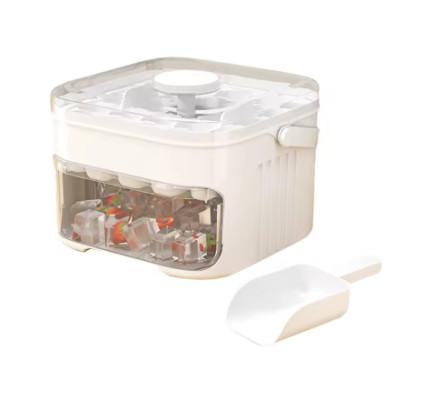 Máquina de hielo de 50 cubos con tapa de fácil prensa, máquina para hacer cubitos de hielo de doble capa, refrigerador, caja de hielo para almacenamiento de hielo para el hogar