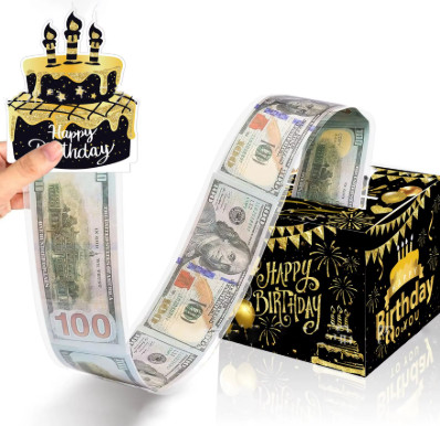 Caja de regalo en efectivo de cumpleaños con tarjeta de pastel, caja de dinero de bombeo divertida, regalos creativos de cumpleaños para hombres y mujeres, 1 Uds.