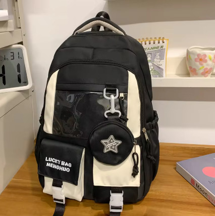 Mochila de gran capacidad, material de nailon ligero y duradero para niñas de secundaria y preparatoria, bolso de hombro resi...