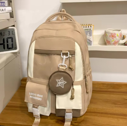 Mochila escolar de gran capacidad para niñas de primaria y secundaria, impermeable, ligera, de doble asa, que alivia la presión.