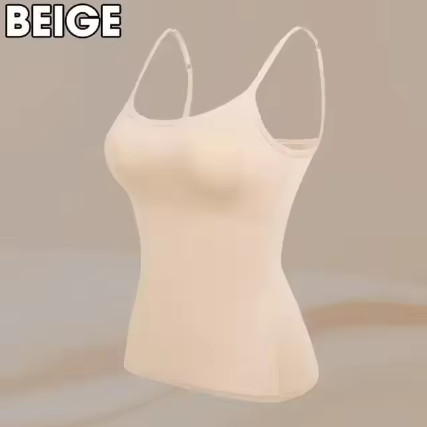 Tops sexis para mujer, sujetador acolchado liso, camisola espagueti, chaleco para mujer, camisola para mujer con sujetador incorporado, Top camisola, camiseta sin mangas 2024