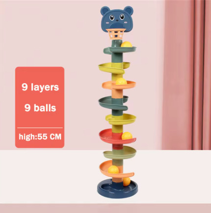 Juguetes Montessori para bebés, torre de pila de bola rodante, juguete educativo temprano para bebés, pista giratoria, regalo para bebés, juguete de apilamiento para niños