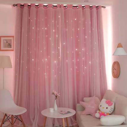 Cortinas opacas de tul, estrella hueca, estilo moderno, sala de estar, dormitorio, gasa, ventana, gasa, persianas de tul, cortinas terminadas para cocina
