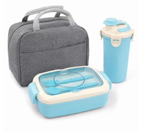 Lonchera bolsa Lunch Box Topper Bento Fiambrera Cubiertos Cuchara Tenedo Plástico 3 Compartimentos Almacenamiento Alimentos Cocina Colores frascos tupper hermetico