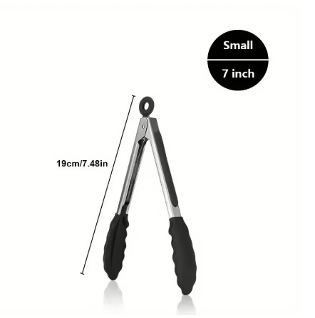 Pinzas de Cocina de Acero Inoxidable Resistentes, Disponibles en 3 Tamaños, con Puntas de Silicona, Resistentes al Calor, Diseño de Bloqueo, Agarre Seguro
