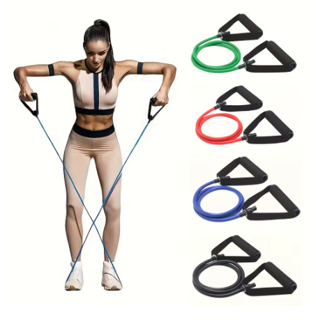 Bandas de resistencia de 4 niveles con asas para entrenamiento en casa y entrenamiento de fuerza, perfectas para equipos de yoga, pilates y fitness