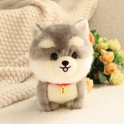 Juguete de peluche de perro esponjoso realista, modelo de cachorro de simulación Shiba Inu Corgi Husky Yorkshire Chow Chow, regalos de muñecos de peluche