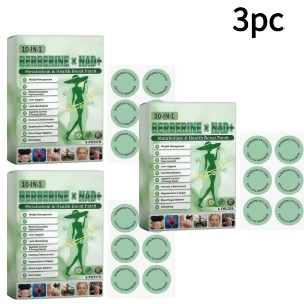 Parche de asistencia para el control de peso 10 en 1 con berberina y NAD+, fácil de usar, adhesivo para la pérdida de peso corporal, parche para el cuidado corporal
