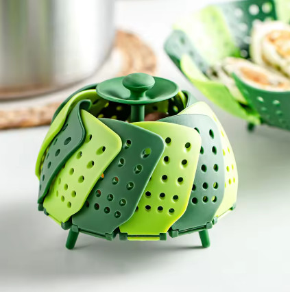 Vaporizador de loto plegable de plástico, estante para cocinar al vapor de calidad alimentaria, cestas de frutas, estantes de almacenamiento de cocina, cocina de vapor vegetal, ute