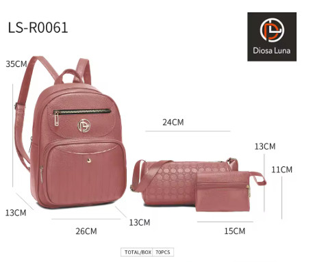 DIOSA LUNA Conjuntos de Mochila de 3 Piezas Mujer de Cuero, Set De Mochilcas para Mujeres, Conjunto De Mochila para Damas, Mochila De Moda, Mochila Casual para niñas, Bolso de Homb