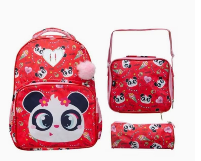 3PZ MOCHILA ESCOLAR DE CORAZÓN