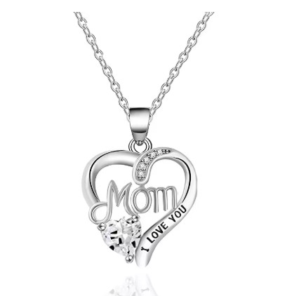 Huitan-collar con colgante de corazón de Color plateado para mujer, accesorios de circonita brillante para fiesta de aniversario, joyería delicada para regalo del Día de la madre