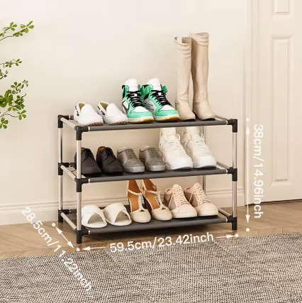 Zapatero elegante de Metal para sala de estar, estante Simple para zapatos, organizador de calzado, soporte, ahorro de espacio, color negro