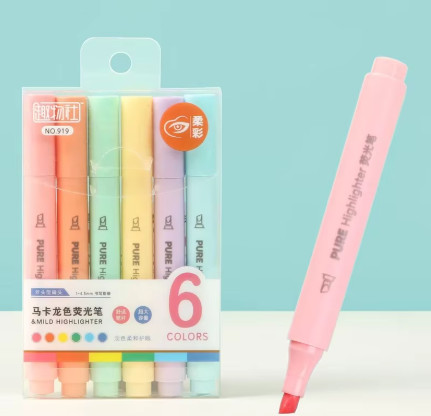 6 unids/set Color Pastel Macaron resaltador rotuladores pluma fluorescente resaltadores de dibujo lindo papelería suministros escolares