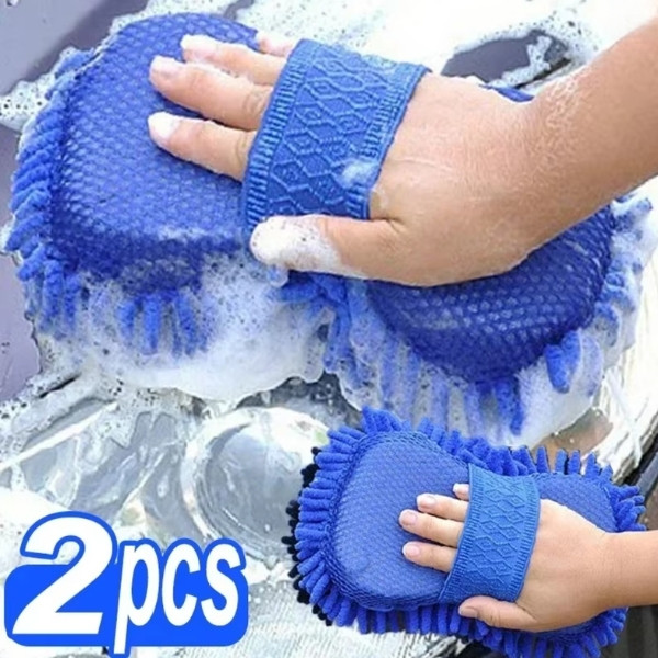 Esponja para lavado de coches de chenilla de microfibra azul